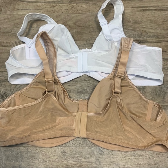 Breezies 2 Underwired Full Coverage Lace Bras White Nude - Picture 4 of 11